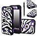 iPhone 5C Case, E LV iPhone 5C case - heavy Duty Rugged Dual Layer Hybrid Armor Defender Case Cover for iPhone 5C with 1 Screen Protector, 1 Black Stylus and 1 Microfiber - ZEBRA PURPLE