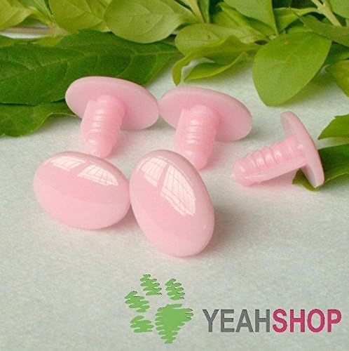 12mmx9mm Pink Oval Safety Eyes/Plastic Eyes - 20 Pairs