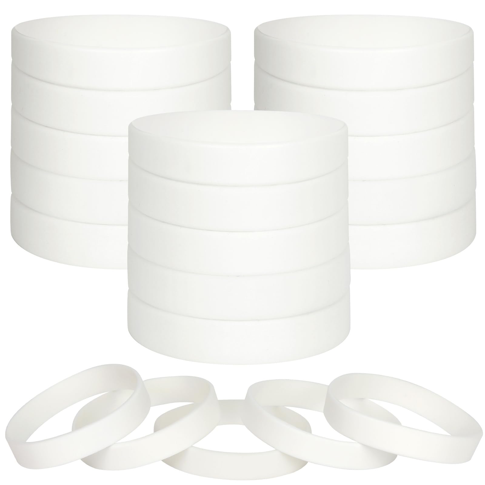 LVNRIDS 100 pcs White Blank Silicone Wristbands for Kid, Sports Party Rubber Elastic Wristband Wholesale Bulk Bracelet S