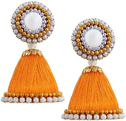 Stay Stylish And Cool With Silk Thread Work Orange Jhumki | Casual Wear Earring Party Wear Earring