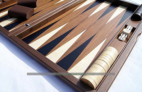 Dal Negro London Walnut Backgammon Set - Inlaid playing surface