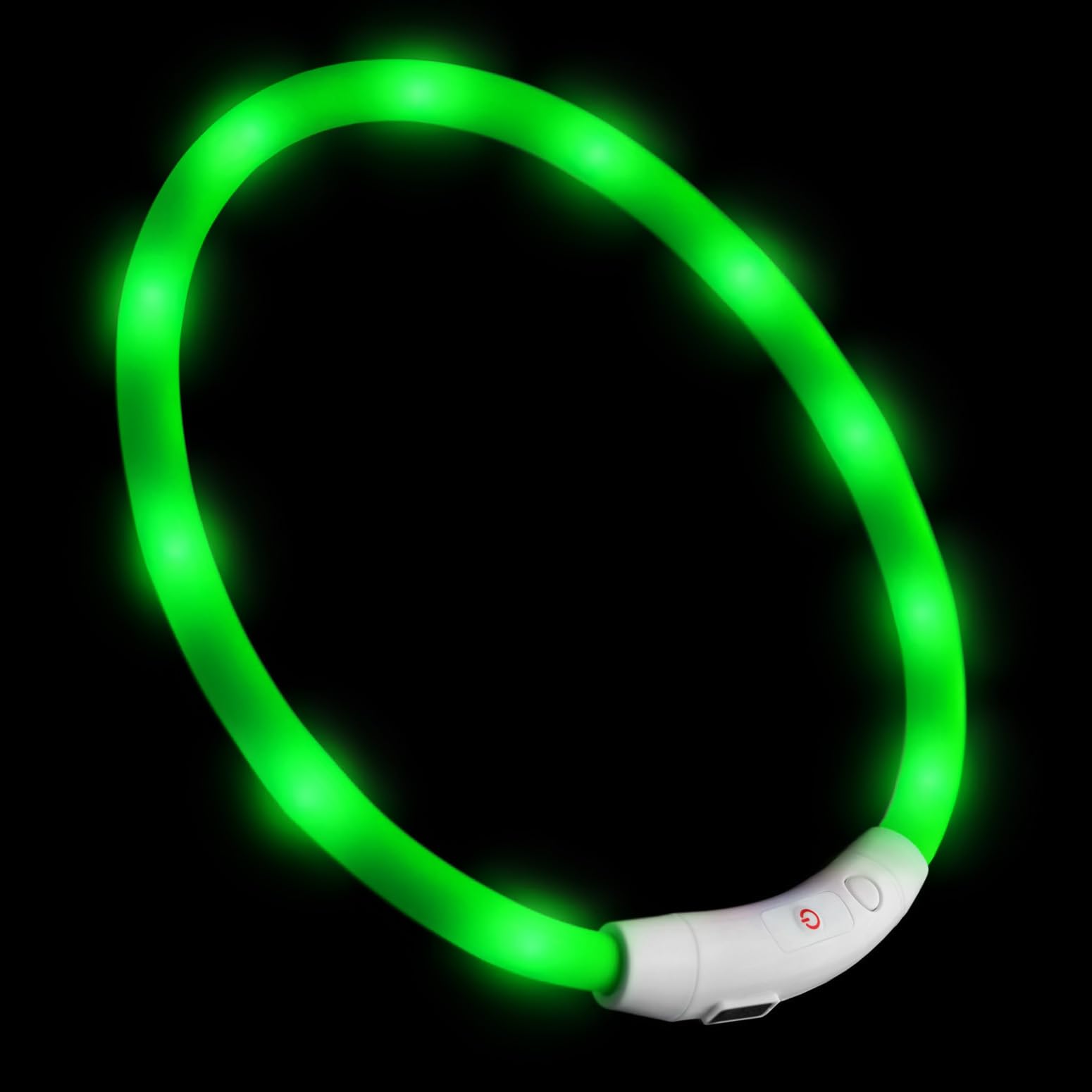 LED USB collar silicone dog collar luminous collar for dogs rechargeable via USB (size S-L 18-65 cm individually adjustable) in green by the brand PRECORN — image 1