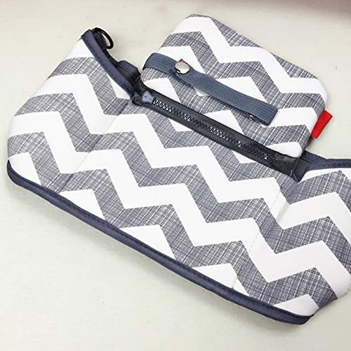 Universal Stroller Organizer Bag,DOCA Pram Buggy Organiser Storage Bag with Cup Holders,Headphone Port & Removable Compartments - Large Space for Buggies Pushchair【Stripe Grey】 - Thumbnail 3