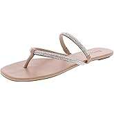 SCHUTZ Womens Marileide Leather Rhinestones Flat Sandals Beige 6 Medium (B,M)