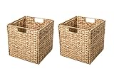 Trademark Innovations Foldable Hyacinth Storage Basket with Iron Wire Frame by (Set of 2), Natural