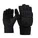 New Winter Knitted Suede Thinsulate Thermal Insulation Mittens Gloves (L, Black A)