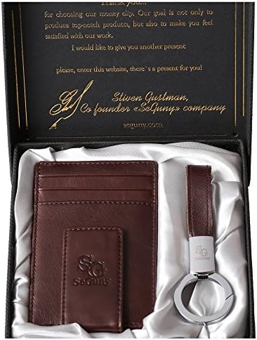 Leather Money Clip Minimalist Wallet - Front Pocket Thin Slim Card Holder RFID