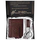 Leather Money Clip Minimalist Wallet - Front Pocket Thin Slim Card Holder RFID
