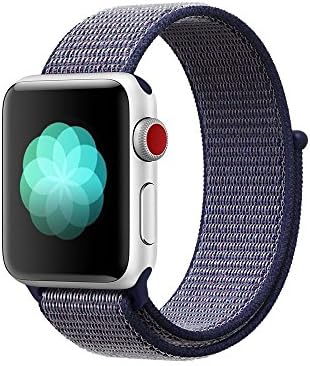 Tentan Woven Nylon Strap Replacement Sport Loop Nylon Band for Apple Watch Band Series 3 Series 2 Series 1 All Versions (38MM Midnight Blue)