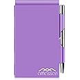 Metal Small Notebook, Mini Notepad, Small Pocket Notepad Aluminum Note Case with Mini Metal Pen and 60-Page Sheets - Memo Books Note Pads, Solid Purple