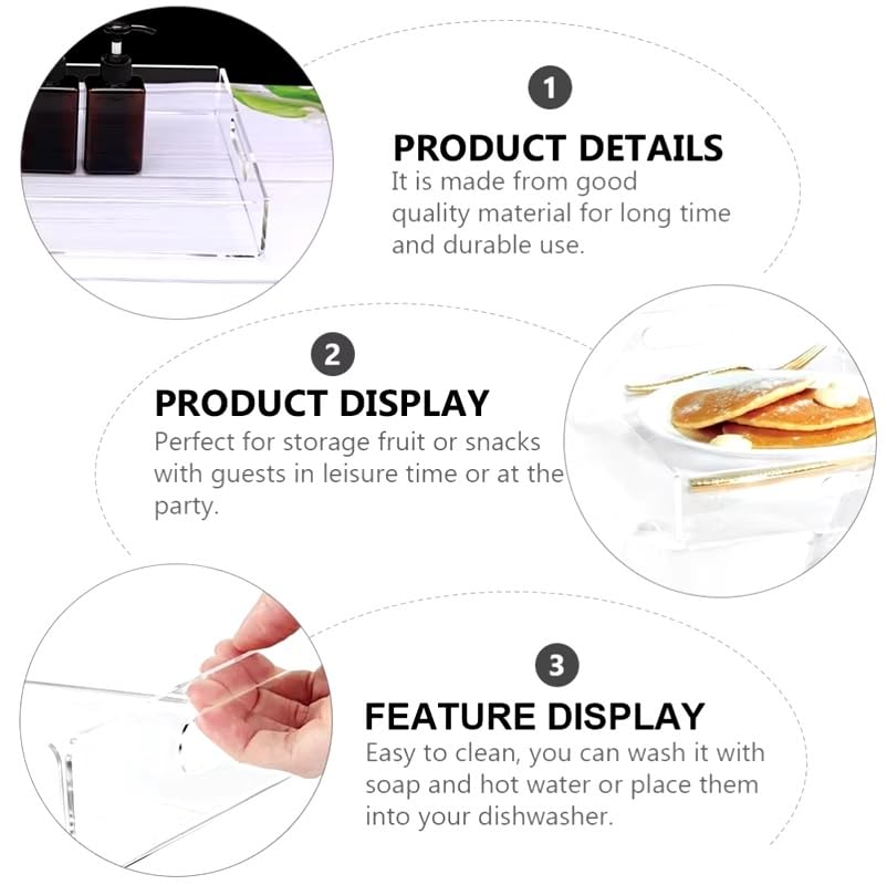 Multi-Purpose Acrylic Serving Tray 12x16 Inches (40x30x5 cm) || Decorative Tray Organizer || Coffee Table Countertop with Handles || Decorative Tray for Living Room Bedroom Entryway and Kitchen. (2)