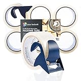 Packing Tape With Refillable Dispenser By Color Technik Extra Thick 2.6 Mil Heavy Duty Clear Commercial Shipping Grade Packaging Tape 1.88 Inch X 54.6 Yds(48mm x 50m) Package Incl. 6 Pack 328 Yds 300m