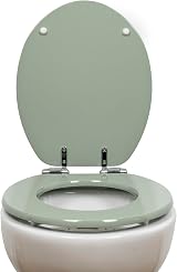 AQUALONA Premium Sage Toilet Seat Soft Close Moulded Wood Hinges 42x35 view 8