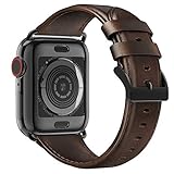 BRG Leather Bands for Apple Watch Band 44mm 42mm 40mm 38mm with Case, Men Women Replacement Genuine Leather Strap for iWatch Series 5 4 3 2 1 Sport and Edition