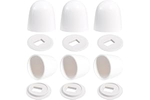 JIUZI 6 Packs Universal Toilet Bolt Caps, 1.44" White Round Push-On Toilet Bowl Bolt Covers with Washers, Easy Snap-On Installation, White Decorative Toilet Screw Caps for Floor Bolts
