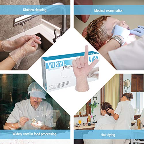 image for LyncMed Disposable Vinyl Gloves, for Home & Kitchen, Powder Free, Late