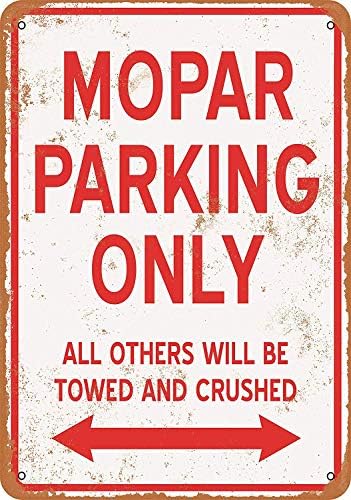 Mopar Parking ONLY Tin Wall Sign Warning Plaque Retro Iron Painting Metal Poster Artwork Decor for Garage Home Garden Bar Café
