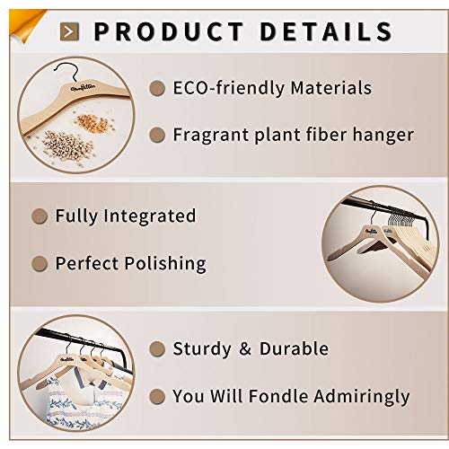 meqution Plastic Shirt Hangers,Non-Slip Durable Clothes Hangers with 360 ° Swivel Hook,Value Pack of 20,Wheat Straw