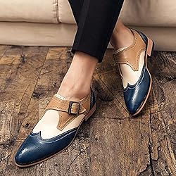 HuitJours Men Vintage Multicolor Monk Strap Loafer