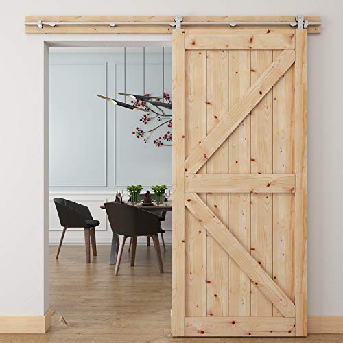 TCBunny 6.7ft Modern Stainless Steel Interior Sliding Barn Door Hardware Kit Track Set, Stainless Steel