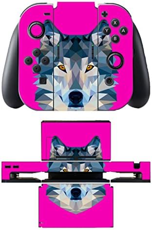 'Disagu SF/SDI 5542 _ 777 Design Skin Case Cover For Nintendo Switch/Controller/Docking Station – Wolf Geometric Pink Clear