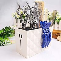 HIPOLOTUS Professional Salon Scissors Holder Rack, Professional Salon Shear Holder for Stylist Scissors Rack Holder Case Hair Clips Storage Box Hairdressing Combs Organizer-White