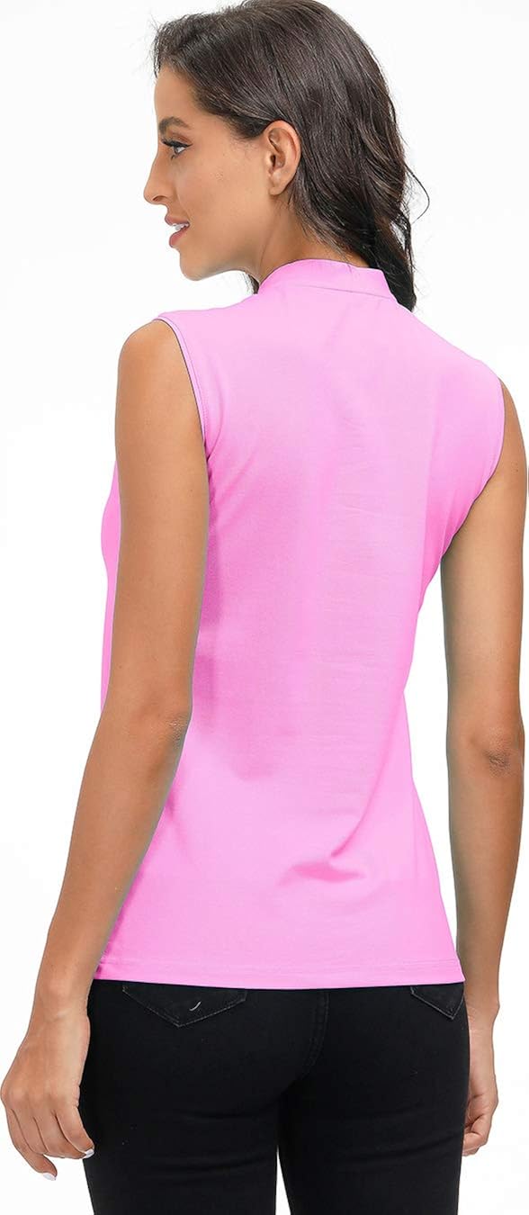 AIRIKE Golf Polo Shirts for Women Slim Fit Woman Sleeveless Sports Shirts Quick Dry Athletic Tank Tops for Tennis Work: Clothing