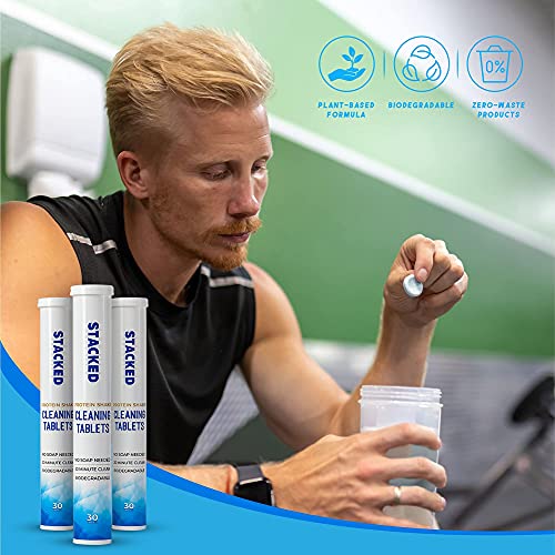 Water Bottle Cleaning Tablets 30Pack Protein Shake Cleaner Tablets Biodegradable, Tumbler and