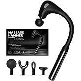 HESUSLA Deep Tissue Massage Gun with Extension Handle - 10mm Percussion Massager for Neck, Back & Shoulder Pain Relief, Handheld Portable Muscle Massager Gun for Athletes, 5 Speed & 4 Attachments
