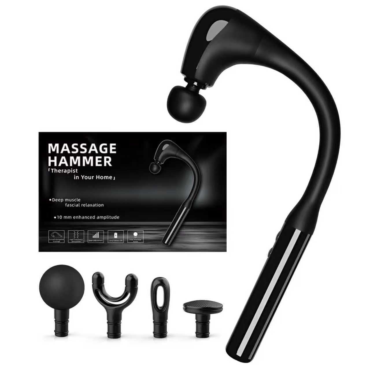 Photo 1 of HESUSLA Massage Gun with Upgraded Extension Handle, 10MM Massage Gun Deep Tissue, 4 Massage Heads & 5 Speed Levels Back Massager,Muscles/Neck/Shoulders/Waist/Legs Massager Portable for Pain Relief