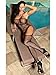 Amoretu Womens Striped Lingerie Fishnet Bodysuits Crotchless Bodystocking Black