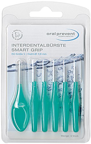 Oral Prevent Interdental Brushes Smart Grip Green Wire:0.80 mm - 1 Blister pack of 6.