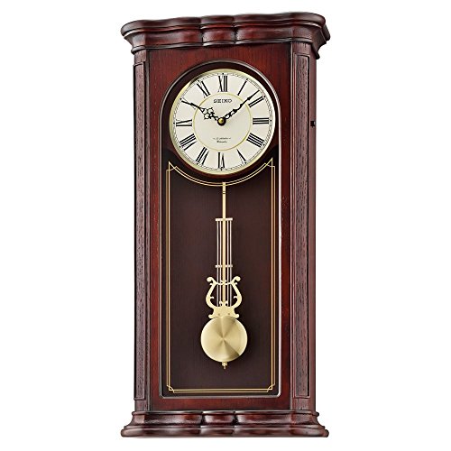 Seiko  wall-musical  wood shelf clock, color:dark brown…