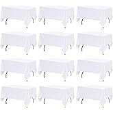 12 Pack White Table Cloth Rectangle Table Cloths for 6 Foot Rectangle Tables 60 X 102 Inch Washable Polyester Table Covers, Reusable & Wrinkle Resistant for Weddings, Parties, Events, and Everyday Use