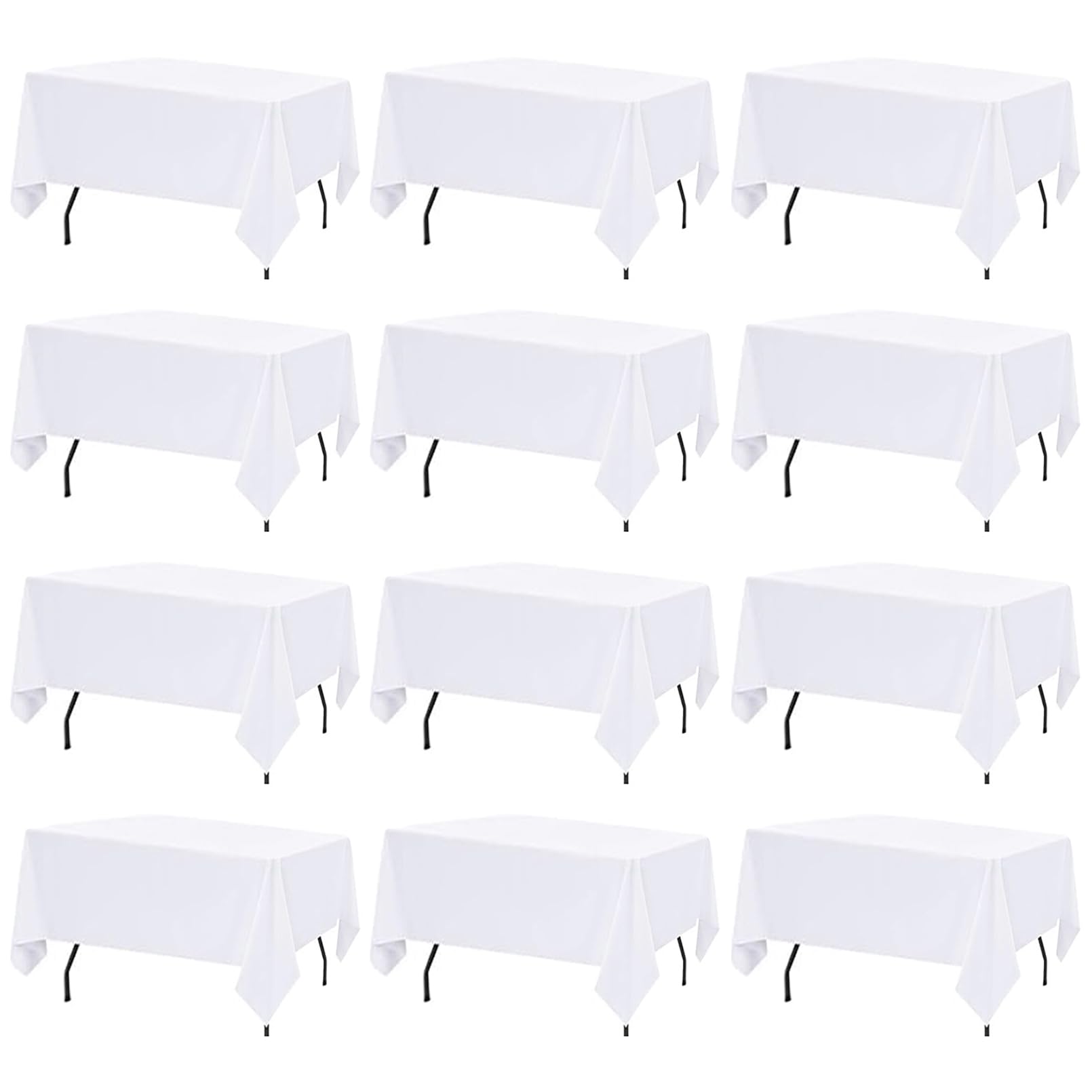 Photo 1 of 12 Pack White Table Cloth Rectangle Table Cloths for 6 Foot Rectangle Tables 60 X 102 Inch Washable Polyester Table Covers, Reusable & Wrinkle Resistant for Weddings, Parties, Events, and Everyday Use