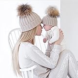 2PCS Parent-child Hat Warmer ,Oenbopo Mother & Baby Daughter/Son Winter Warm Knit Hat Family Crochet Fur Wool Beanie Ski Cap