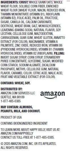 AMAZON GROCERY, FRUIT & GRAIN CEREAL BARS, STRAWBERRY, 10.4 OZ, 8 CT