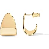 PAVOI 14K Gold Plated 925 Sterling Silver Posts Chunky Hoop Earrings | Statement Huggie Hoops for Women | Lightweight Gold Dome Earrings