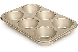 Glad Jumbo Muffin Pan Nonstick - Heavy Duty Metal Cupcake Tin with Large Baking Cups, Jumbo 6-Cup