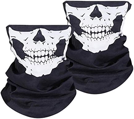 Freelyna Motorcycle Face Masks 2 Pieces Xpassion Skull Mask Half Face for Out Riding Motorcycle Black