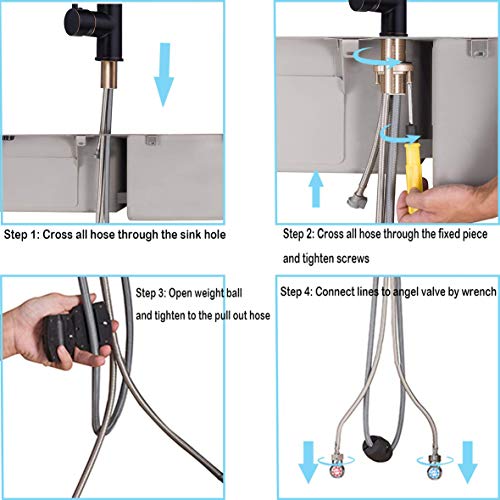Matte Black Kitchen Sink Faucet Delle Rosa Pause Function 2 Water Mode 360 Degree Rotation Pre-rinse Pull Out Kitchen Faucet