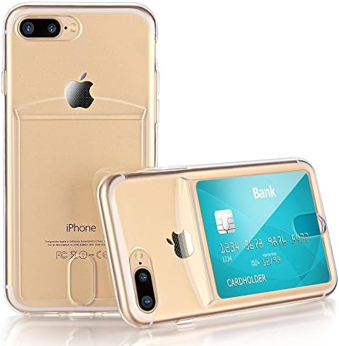 for iPhone 7 Plus/iPhone 8 Plus Phone Case Ultra Slim Thin Fit Crystal Clear TPU Case Cover with ID Card Slot Holder (Transparent)