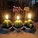 Cactus Candle, HOOKE 6 Pack Decorative Cactus Candles Tea Light Candles for Birthday Party Wedding Spa Home Decoration-3 Styles Mixed Green (Green-3 Styles)