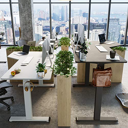FEZIBO L-Shaped Electric Standing Desk, 55 Inch Height Adjustable Stand up Table, Sit Stand Desk with Splice Board… - Image 3