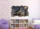 HARRY POTTER HOGWARTS CASTLE BEDROOM 3D SMASHED HOLE IN WALL DECAL Mural Kids. 18