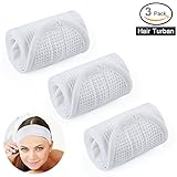 Waffle Spa Facial Headband - 3 Pack iAbler Head Wrap Terry Cloth Headband Stretch Towel with Magic Tape for Bath, Makeup and Sport Microfiber Hair Band