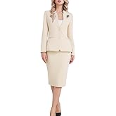 Kelyaa Women's 2 Piece Suit Skirt Set Business Office Work Blazer Jackets and Pencil Skirt with Slit