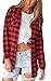 Fanala Womens Plaid Checks Button Down Long Sleeve Long Blouse Tops Shirt Dress