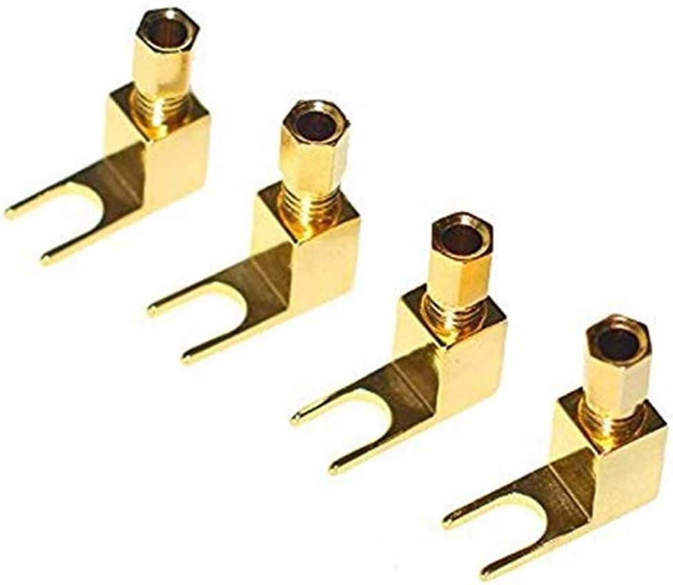 HKSMAN 4 Pcs Hi-end Banana to Spade Adapter Plug Terminal Spade connectors for Speaker Connections[Wy-yp01-8/Spade De L/8]