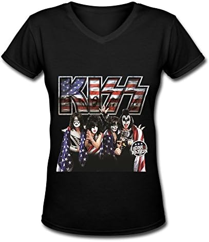 Love Us Rock Band Kiss 2016 Fans Poster V Neck FashionT Shirt For Women Black